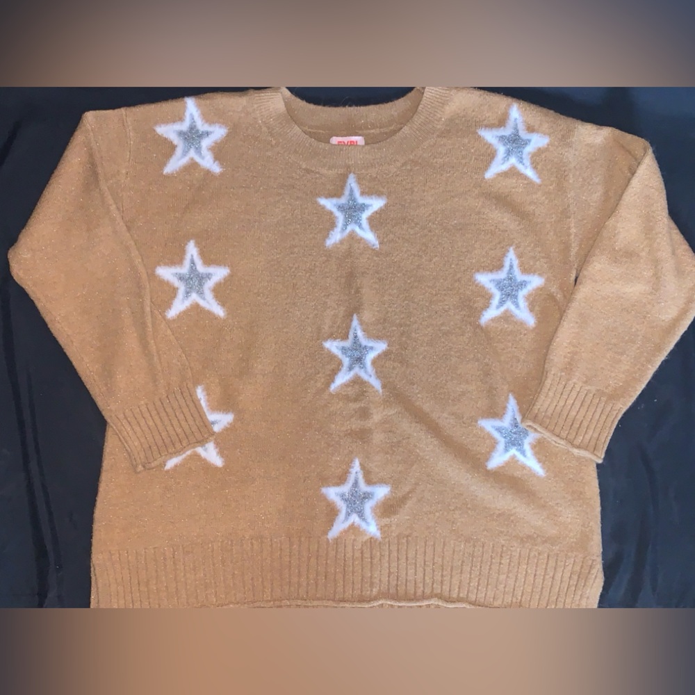 EVRI Camel Brown Fuzzy Knit Sweater